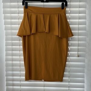 Chic Mustard Peplum Pencil Skirt